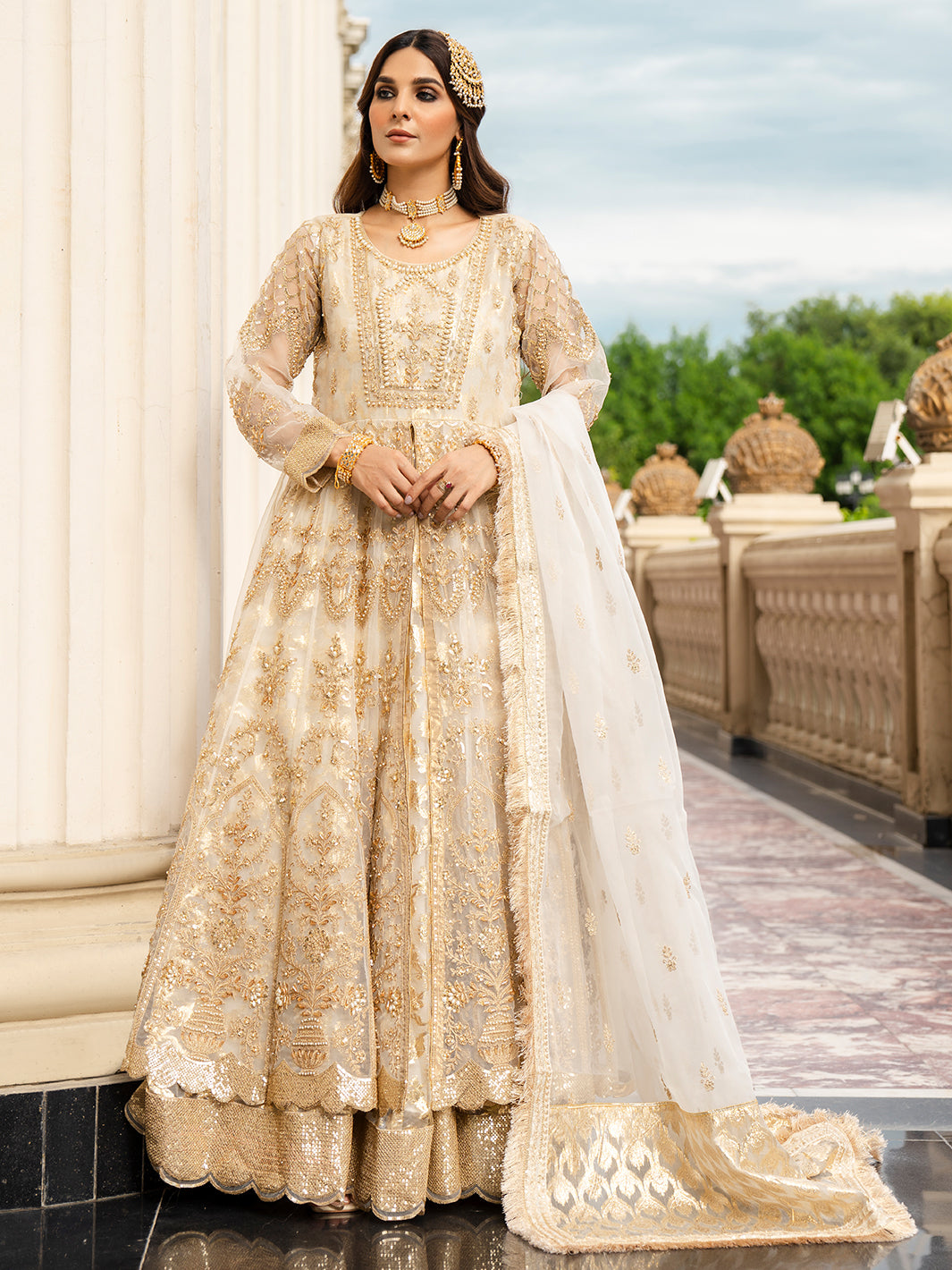 SJ-23023 OFF-WHITE | Luxury Semi Formal ShahJahan Official SJ-23023 OFF-WHITE | Luxury Semi Formal ShahJahan Official