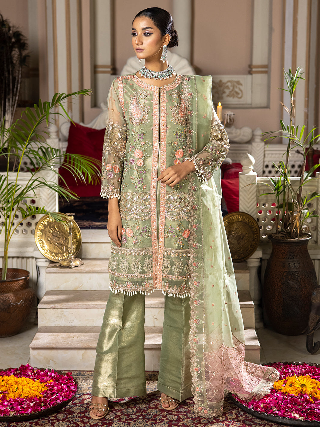 SJ-23028-B PISTACHIO | Luxury Semi Formal