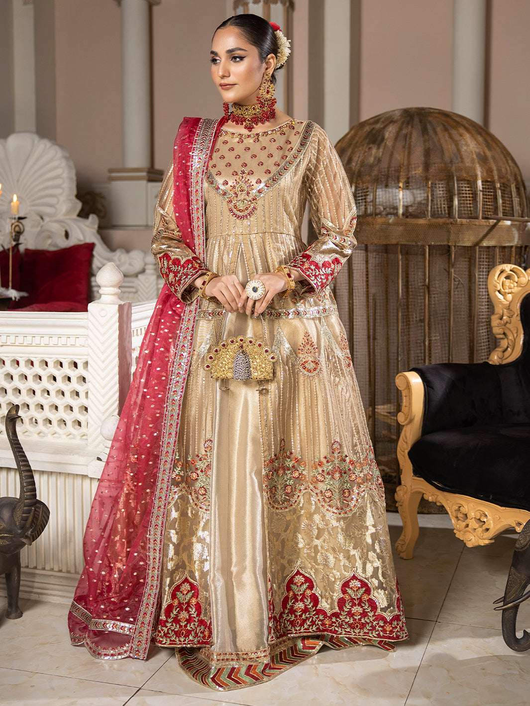 SJ-23051-B GOLDEN | Luxury Semi Formal – ShahJahan Official