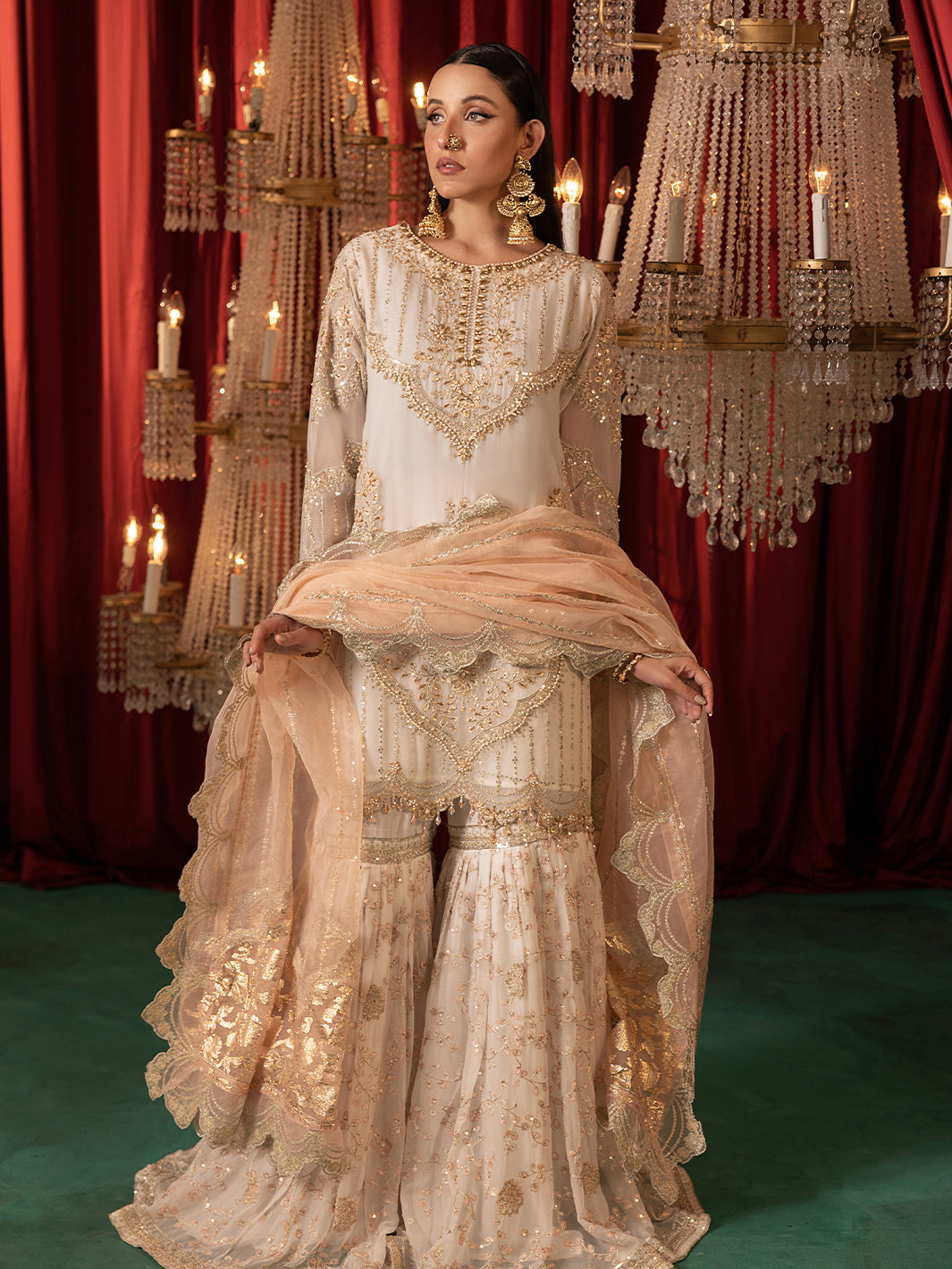 SJ-26059 B OFF WHITE GHARARA