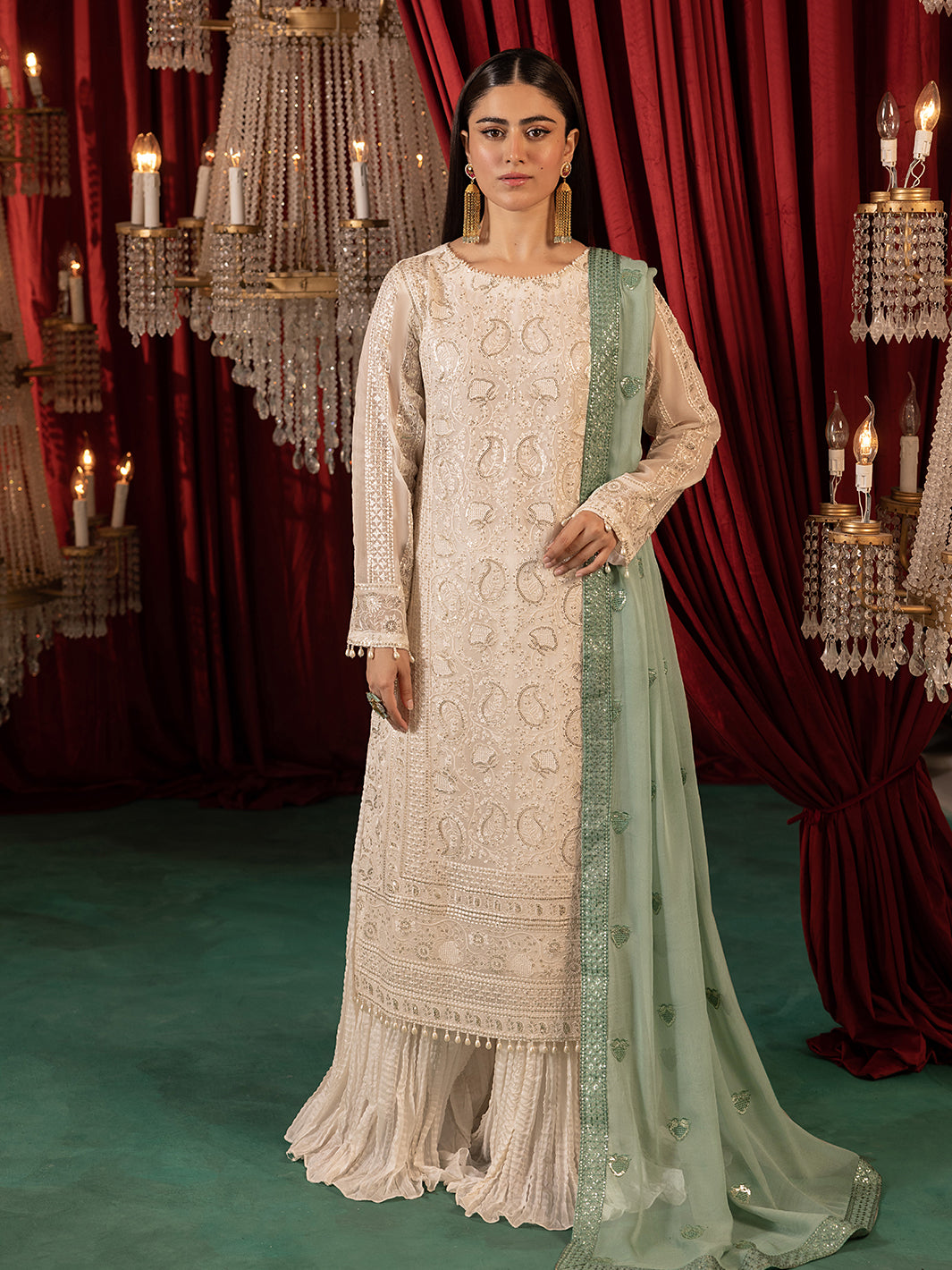 SJ-26064 A COLOR WHITE SHARARA